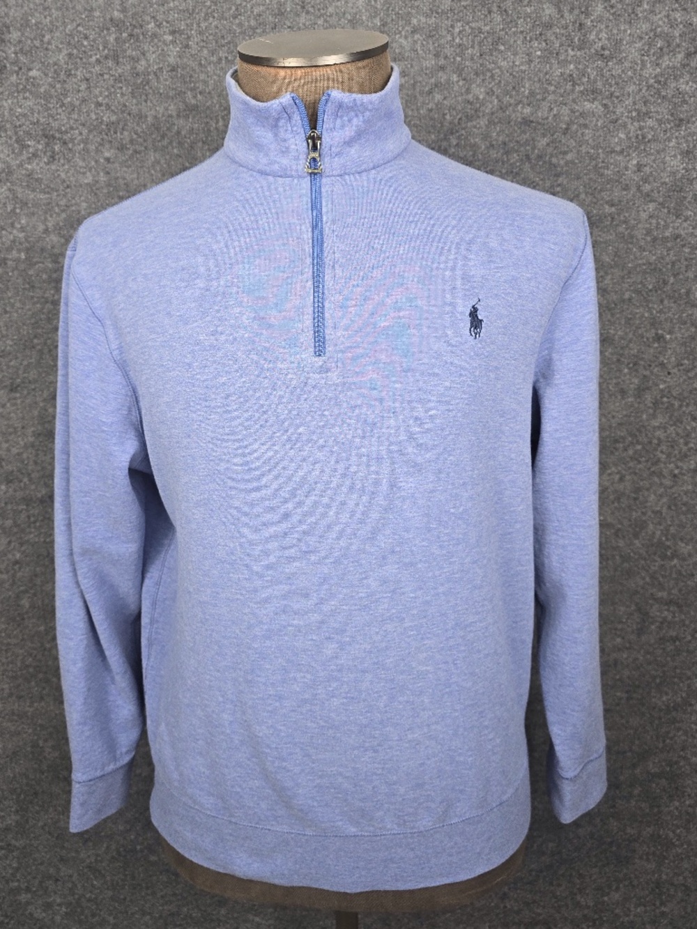 Polo Ralph Lauren Performance Men's L Quarter Zip Blue Heather Pullover Sweater